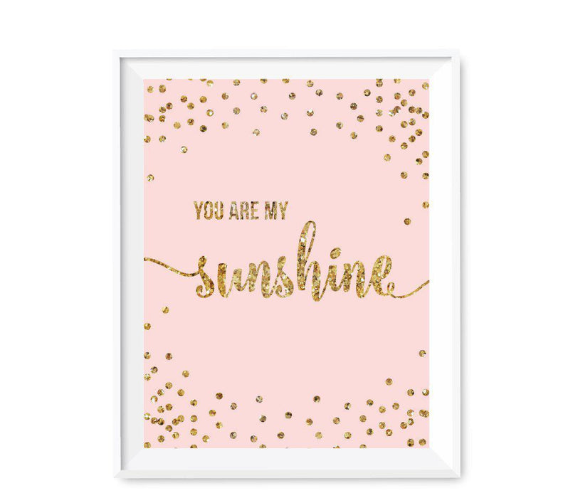 Gold Glitter 1st Birthday Wall Art Gift-Set of 1-Andaz Press-Pink-You Are My Sunshine-