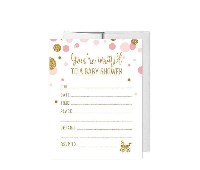 Gold Glitter Baby Shower Blank Invitations with Envelopes-Set of 20-Andaz Press-Baby Blue-