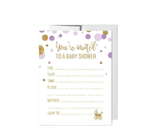 Gold Glitter Baby Shower Blank Invitations with Envelopes-Set of 20-Andaz Press-Lavender-