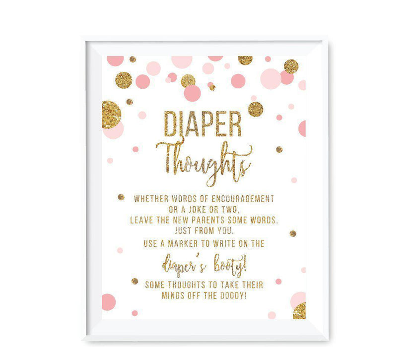 Gold Glitter Baby Shower Diaper Thoughts Party Sign-Set of 1-Andaz Press-Blush Pink-