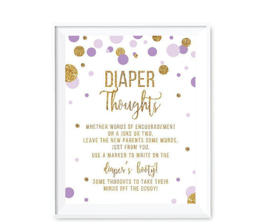 Gold Glitter Baby Shower Diaper Thoughts Party Sign-Set of 1-Andaz Press-Lavender-