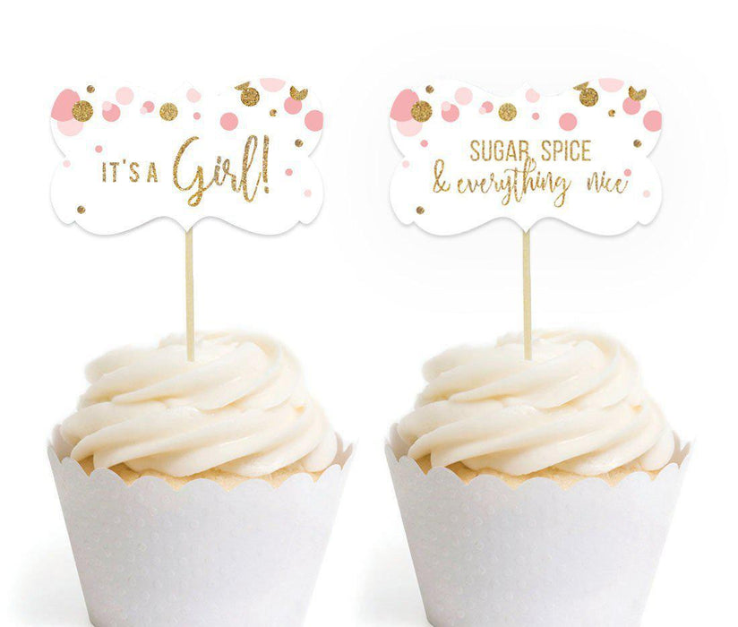 Gold Glitter Baby Shower Fancy Frame Cupcake Topper DIY Party Favors Kit-Set of 18-Andaz Press-Blush Pink-