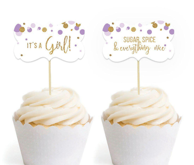 Gold Glitter Baby Shower Fancy Frame Cupcake Topper DIY Party Favors Kit-Set of 18-Andaz Press-Lavender-