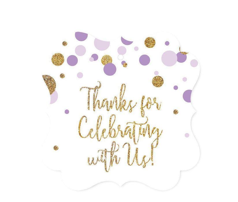 Gold Glitter Baby Shower Fancy Frame Gift & Favor Tags-Set of 24-Andaz Press-Lavender-