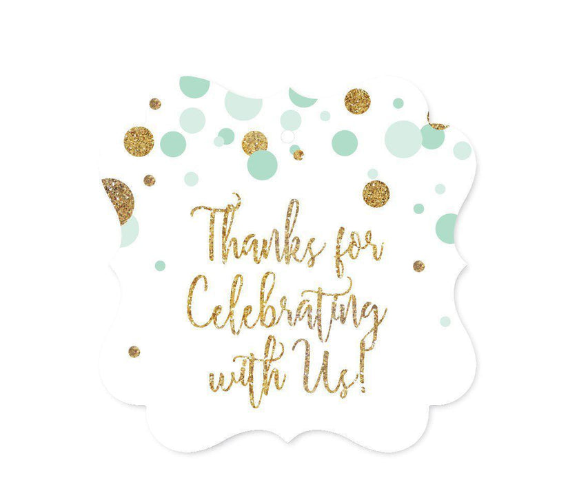 Gold Glitter Baby Shower Fancy Frame Gift & Favor Tags-Set of 24-Andaz Press-Mint Green-