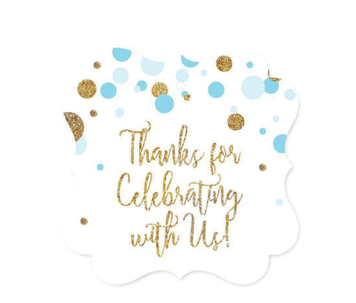 Gold Glitter Baby Shower Fancy Frame Gift & Favor Tags-Set of 24-Andaz Press-Baby Blue-