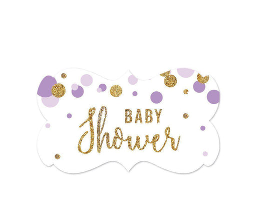 Gold Glitter Baby Shower Fancy Frame Label Stickers-Set of 36-Andaz Press-Baby Blue-