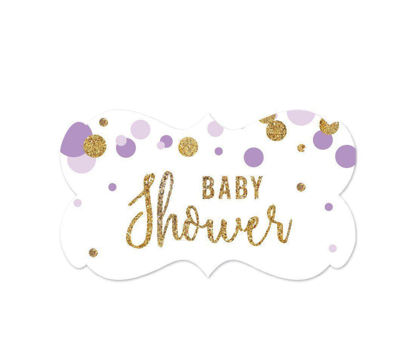 Gold Glitter Baby Shower Fancy Frame Label Stickers-Set of 36-Andaz Press-Baby Blue-