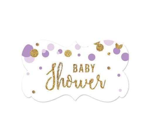 Gold Glitter Baby Shower Fancy Frame Label Stickers-Set of 36-Andaz Press-Lavender-