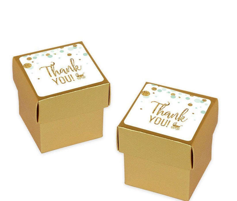 Gold Glitter Baby Shower Favor Box DIY Party Favors Kit-Set of 20-Andaz Press-Mint Green-
