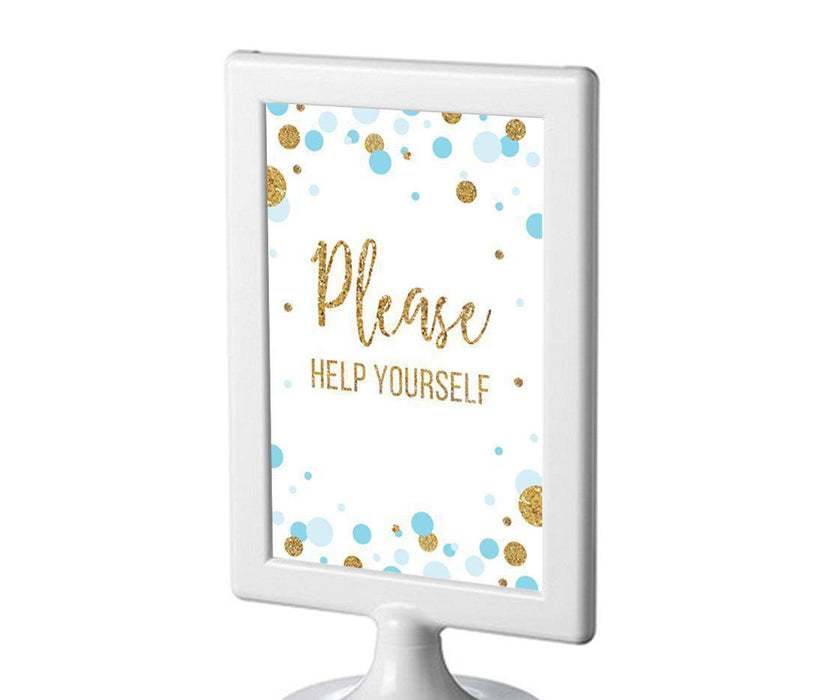 Gold Glitter Baby Shower Framed Party Signs-Set of 1-Andaz Press-Baby Blue-Sweets & Treats-
