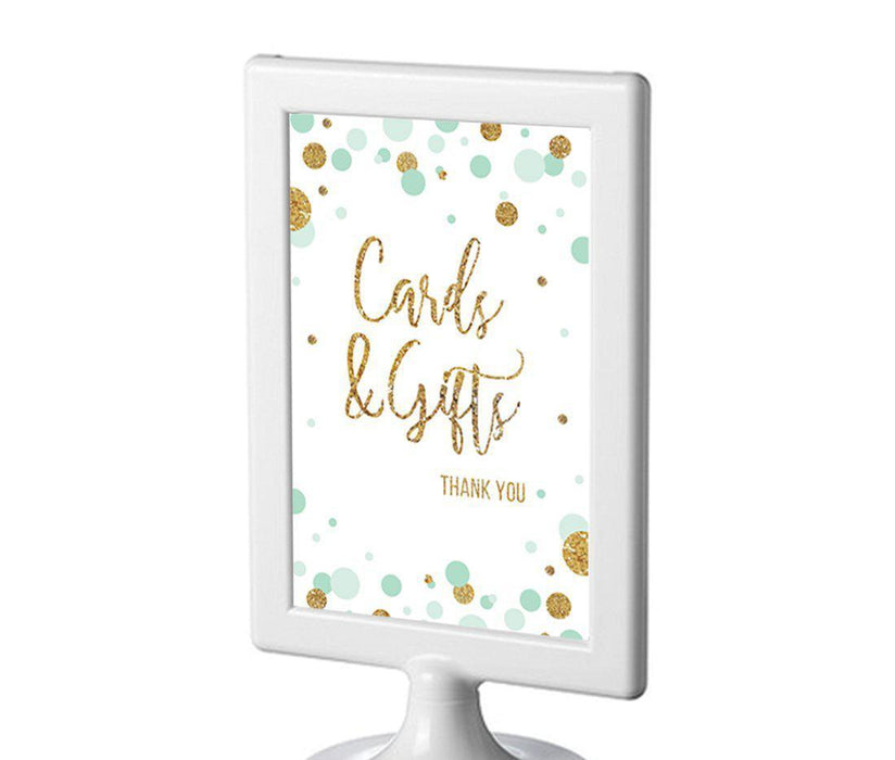 Gold Glitter Baby Shower Framed Party Signs-Set of 1-Andaz Press-Baby Blue-Sweets & Treats-