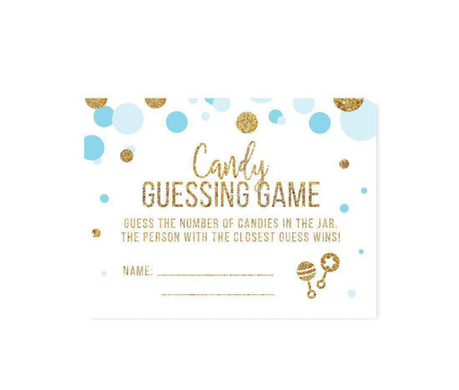 Gold Glitter Baby Shower Game Cards-Set of 30-Andaz Press-Baby Blue-Candy Guessing Game Cards-
