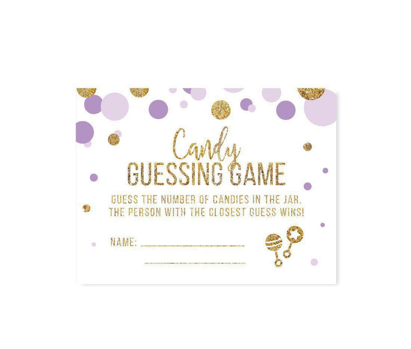 Gold Glitter Baby Shower Game Cards-Set of 30-Andaz Press-Lavender-Candy Guessing Game Cards-