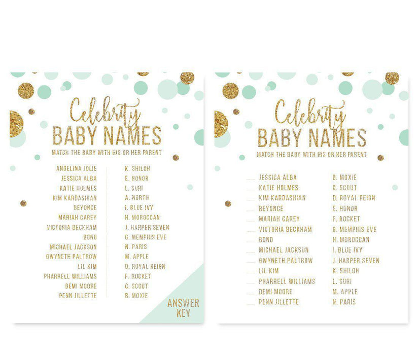 Gold Glitter Baby Shower Games & Activities-Set of 20-Andaz Press-Baby Blue-Baby Bingo Game-