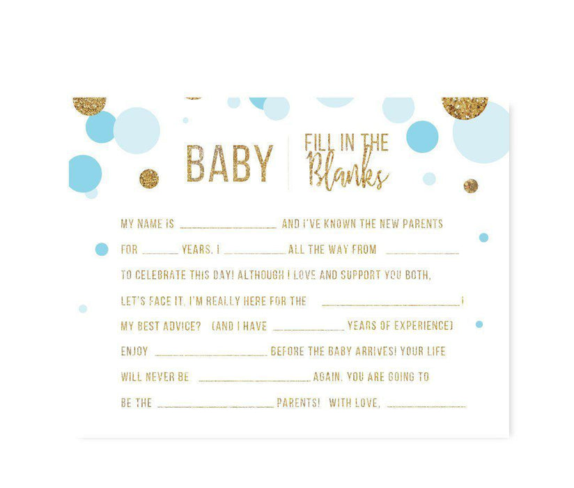 Gold Glitter Baby Shower Games & Activities-Set of 20-Andaz Press-Baby Blue-Baby Bingo Game-