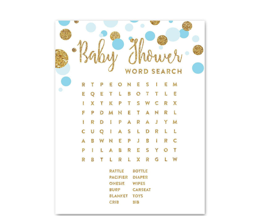 Gold Glitter Baby Shower Games & Activities, Word Search Cards-Set of 20-Andaz Press-Cherry Blossom Pink-