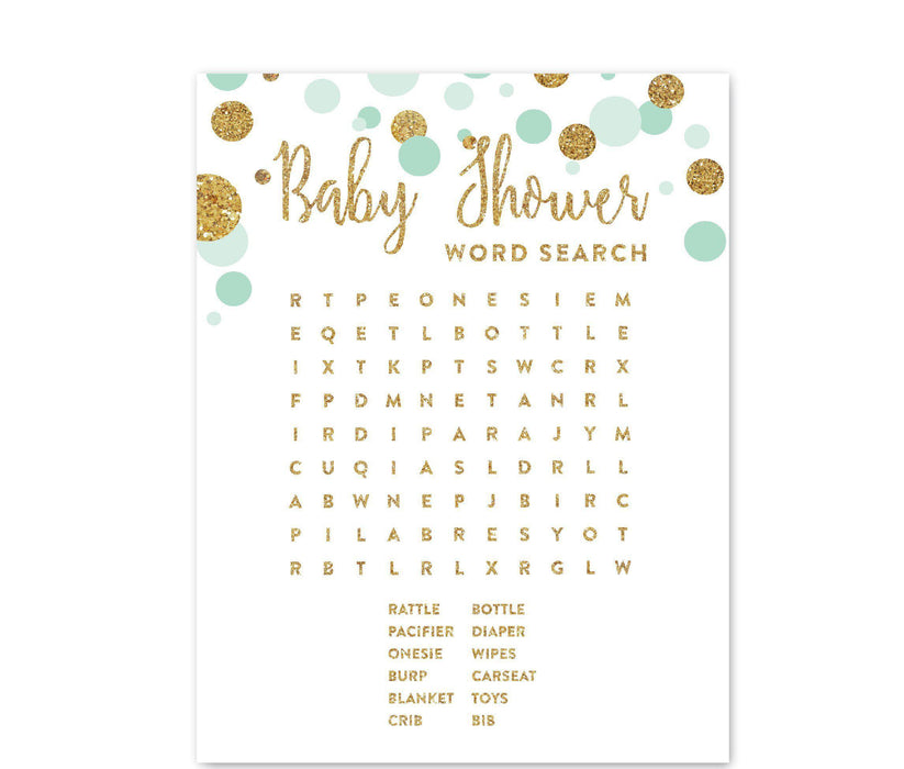 Gold Glitter Baby Shower Games & Activities, Word Search Cards-Set of 20-Andaz Press-Cherry Blossom Pink-