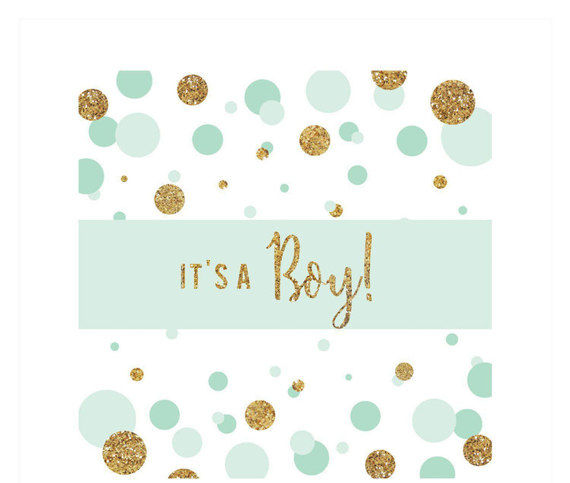 Gold Glitter Baby Shower Hershey Bar Labels-Set of 10-Andaz Press-Mint Green-