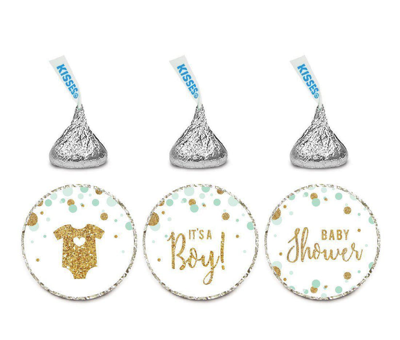 Gold Glitter Baby Shower Hershey's Kisses Stickers-Set of 216-Andaz Press-Baby Blue-