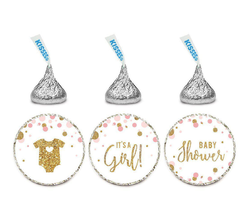 Gold Glitter Baby Shower Hershey's Kisses Stickers-Set of 216-Andaz Press-Blush Pink-