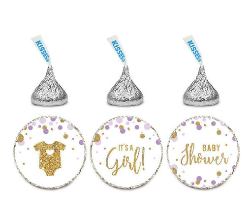 Gold Glitter Baby Shower Hershey's Kisses Stickers-Set of 216-Andaz Press-Lavender-