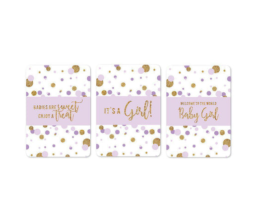 Gold Glitter Baby Shower Hershey's Miniatures Mini Candy Bar Wrappers-Set of 36-Andaz Press-Baby Blue-