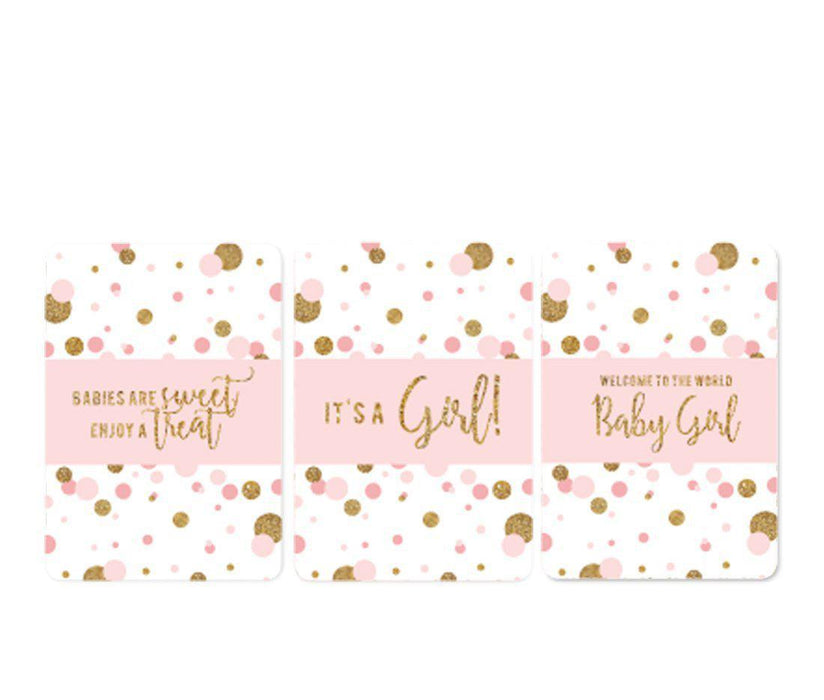 Gold Glitter Baby Shower Hershey's Miniatures Mini Candy Bar Wrappers-Set of 36-Andaz Press-Blush Pink-