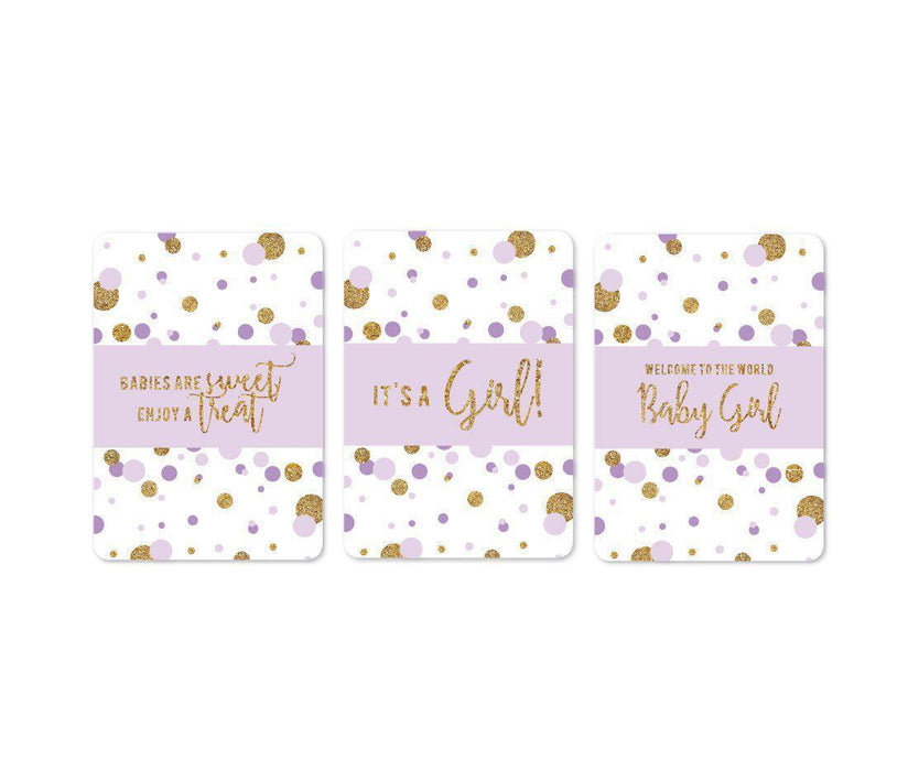Gold Glitter Baby Shower Hershey's Miniatures Mini Candy Bar Wrappers-Set of 36-Andaz Press-Lavender-