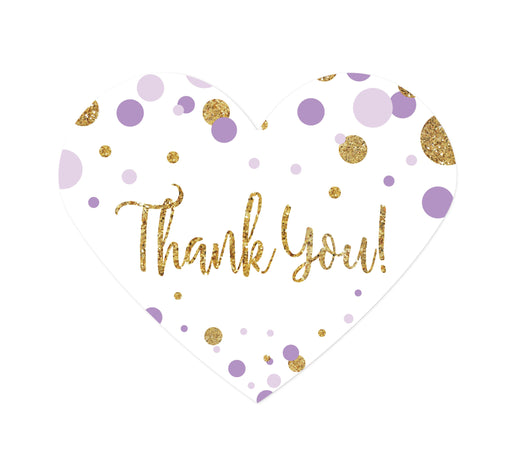 Gold Glitter Baby Shower Mini Heart Label Stickers, Thank You-Set of 75-Andaz Press-Lavender-