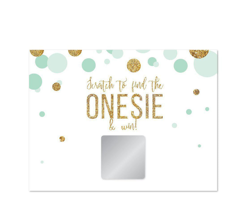 Gold Glitter Baby Shower Party Games, Activities, Scratch Off Winner Game Cards-Set of 30-Andaz Press-Mint Green-