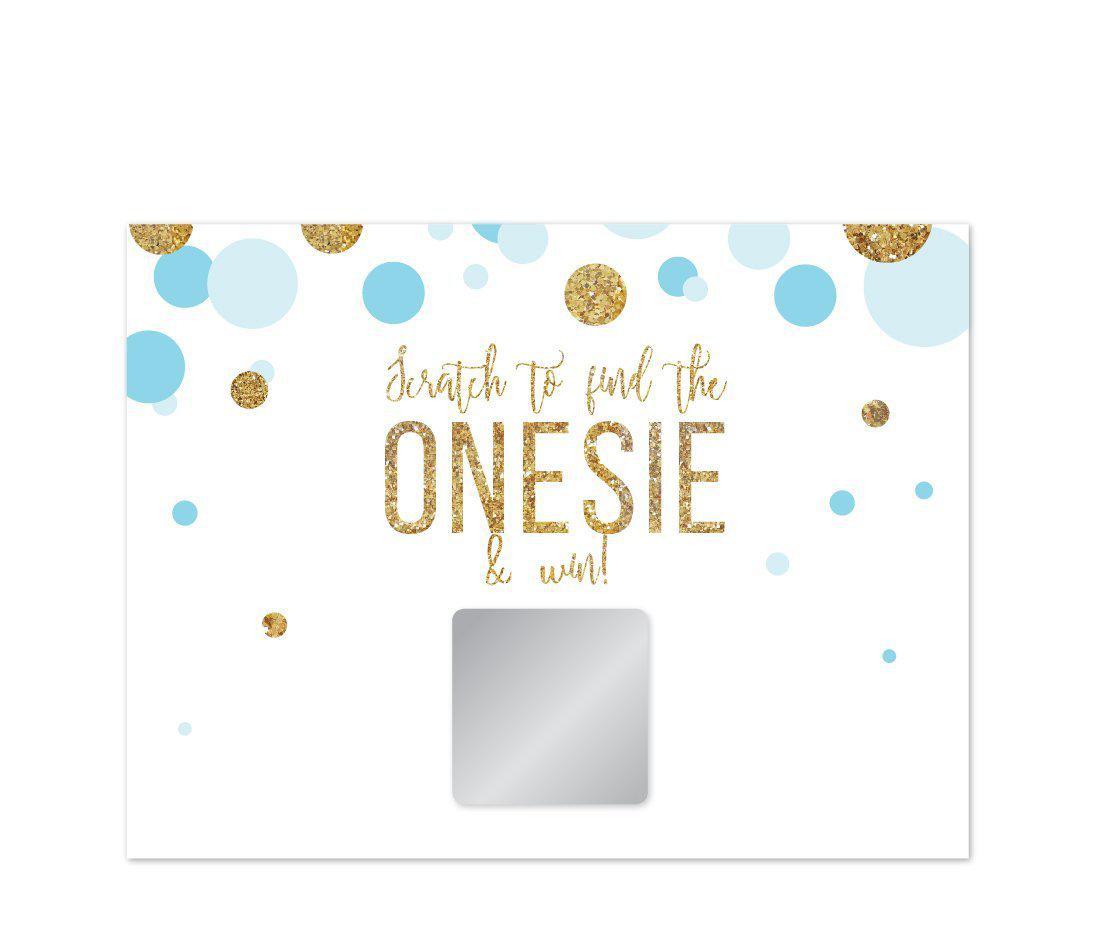 Gold Glitter Baby Shower Party Games, Activities, Scratch Off Winner Game Cards-Set of 30-Andaz Press-Baby Blue-