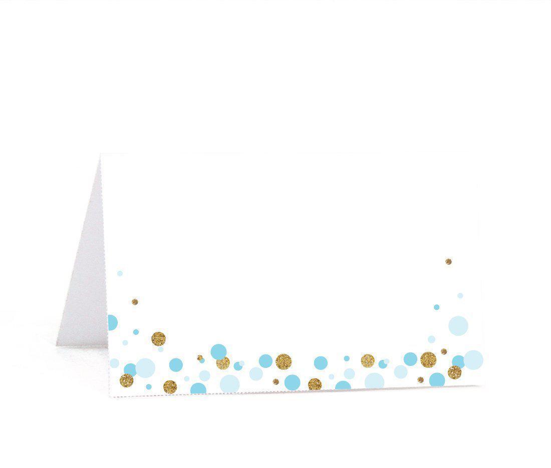 Gold Glitter Baby Shower Printable Table Tent Place Cards-Set of 20-Andaz Press-Baby Blue-