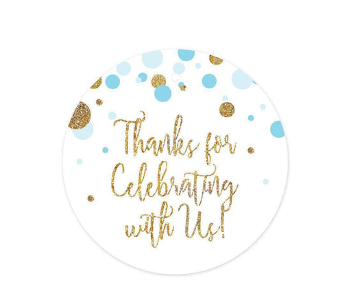 Gold Glitter Baby Shower Round Circle Gift & Favor Tags-Set of 24-Andaz Press-Baby Blue-