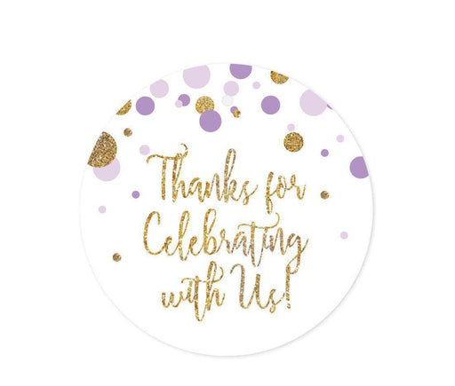 Gold Glitter Baby Shower Round Circle Gift & Favor Tags-Set of 24-Andaz Press-Lavender-