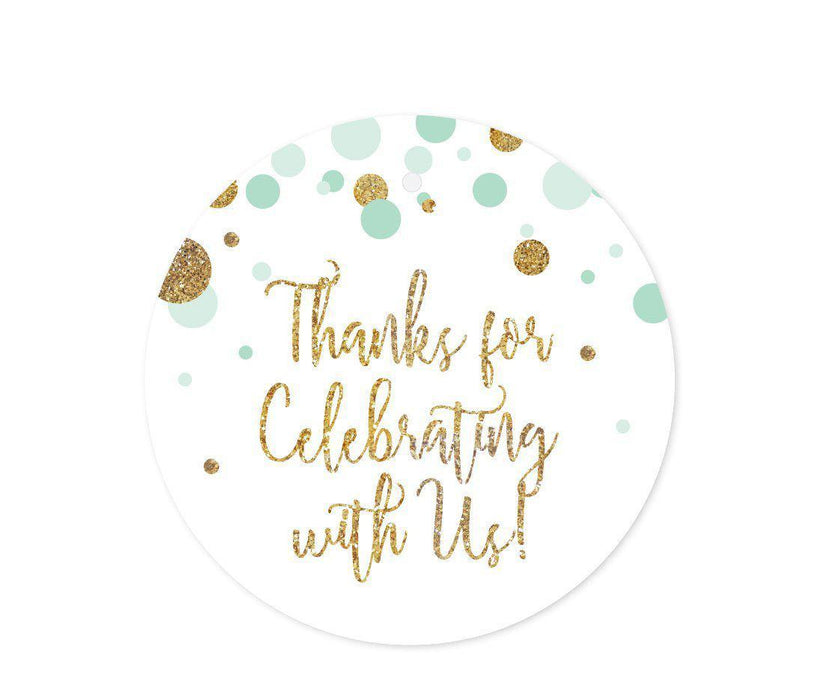Gold Glitter Baby Shower Round Circle Gift & Favor Tags-Set of 24-Andaz Press-Mint Green-