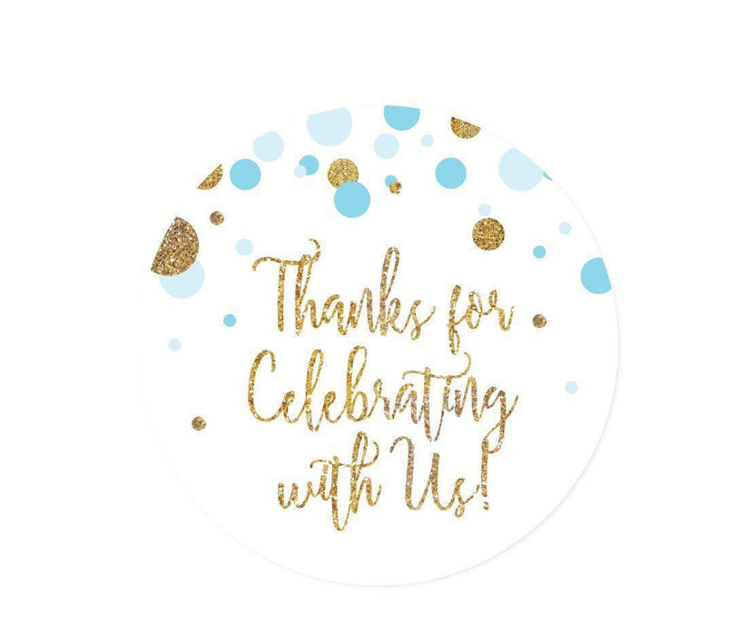 Gold Glitter Baby Shower Round Circle Label Favor Stickers-Set of 40-Andaz Press-Baby Blue-