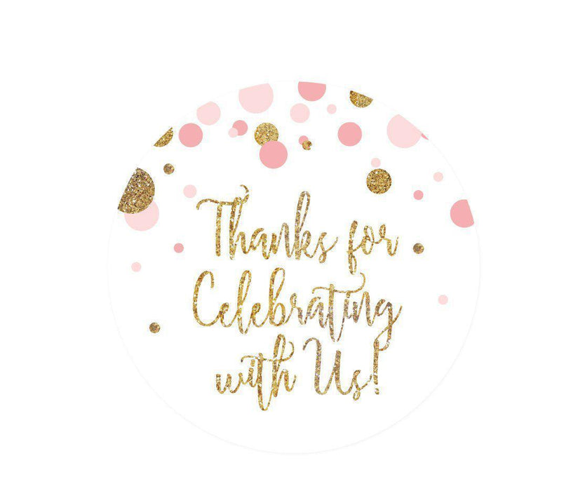Gold Glitter Baby Shower Round Circle Label Favor Stickers-Set of 40-Andaz Press-Blush Pink-