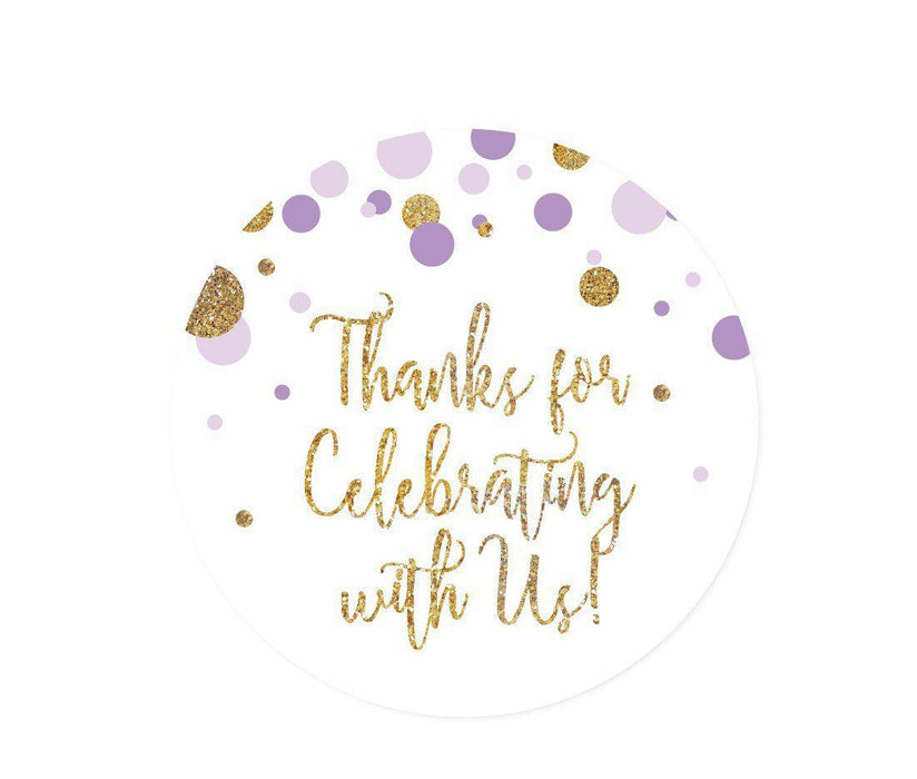 Gold Glitter Baby Shower Round Circle Label Favor Stickers-Set of 40-Andaz Press-Lavender-