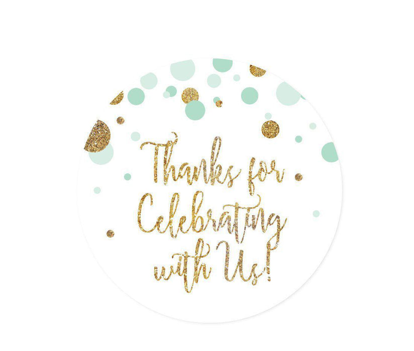 Gold Glitter Baby Shower Round Circle Label Favor Stickers-Set of 40-Andaz Press-Mint Green-