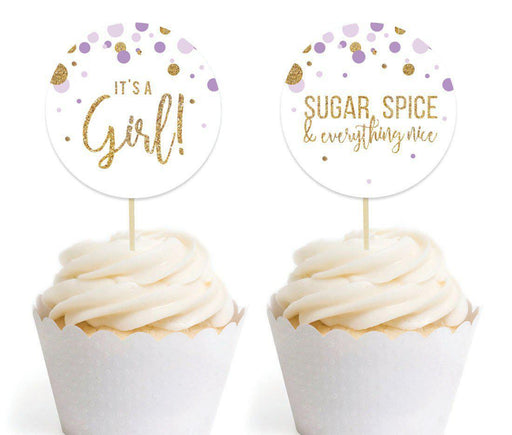 Gold Glitter Baby Shower Round Cupcake Topper DIY Party Favors Kit-Set of 20-Andaz Press-Baby Blue-