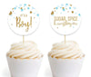 Gold Glitter Baby Shower Round Cupcake Topper DIY Party Favors Kit-Set of 20-Andaz Press-Baby Blue-