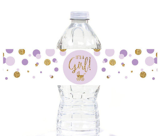 Gold Glitter Baby Shower Water Bottle Label Stickers-Set of 20-Andaz Press-Baby Blue-