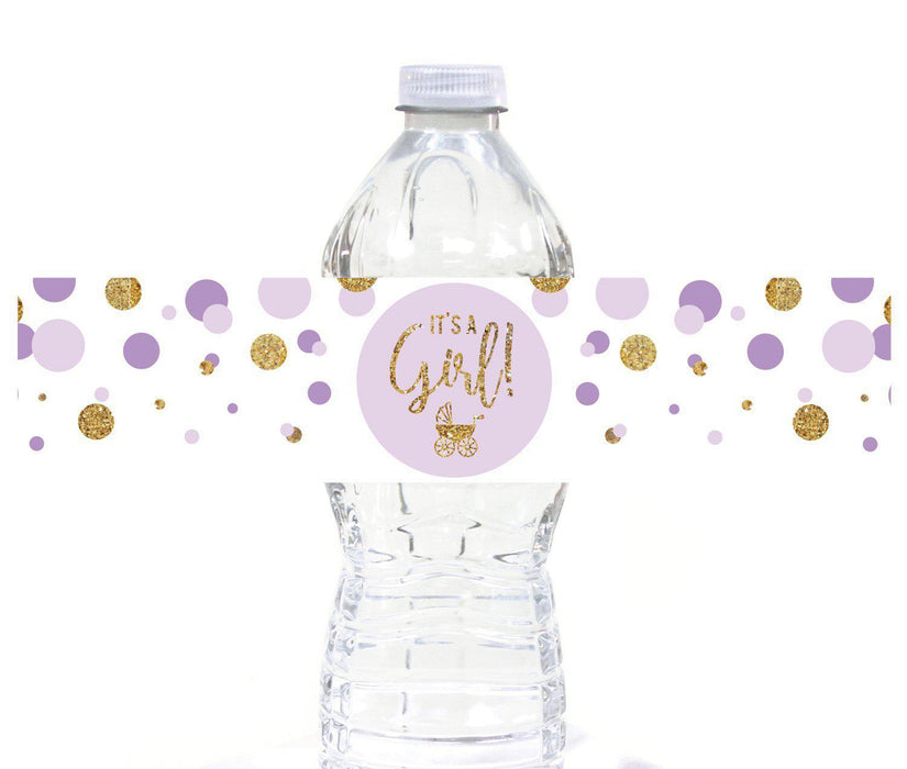 Gold Glitter Baby Shower Water Bottle Label Stickers-Set of 20-Andaz Press-Baby Blue-