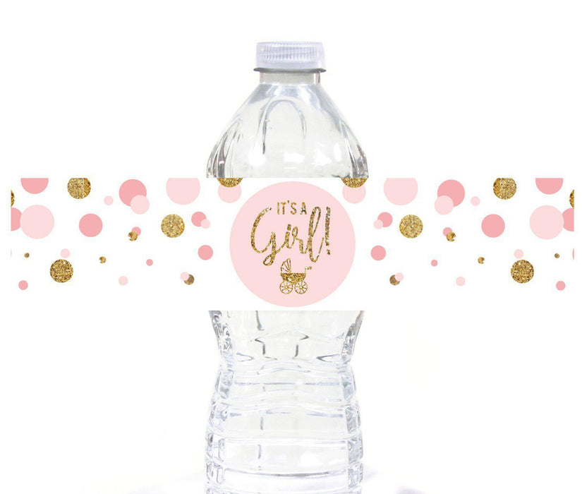 Gold Glitter Baby Shower Water Bottle Label Stickers-Set of 20-Andaz Press-Baby Blue-