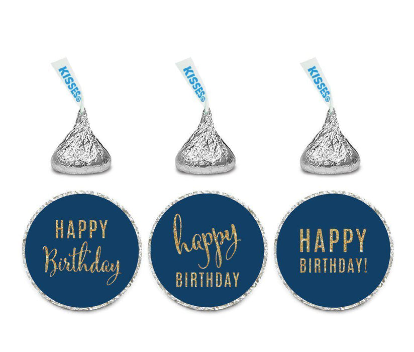Gold Glitter Happy Birthday Hershey's Kisses Stickers-Set of 216-Andaz Press-White-