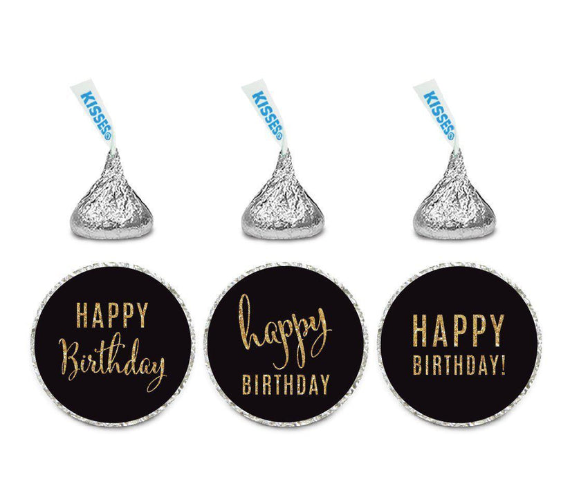 Gold Glitter Happy Birthday Hershey's Kisses Stickers-Set of 216-Andaz Press-White-