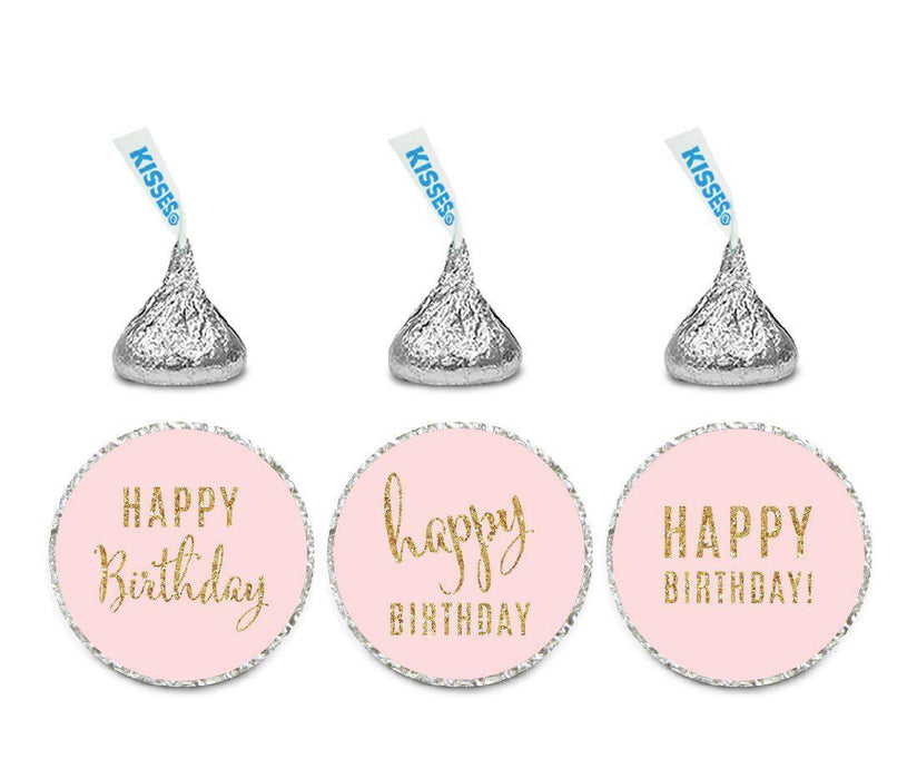 Gold Glitter Happy Birthday Hershey's Kisses Stickers-Set of 216-Andaz Press-Pink-