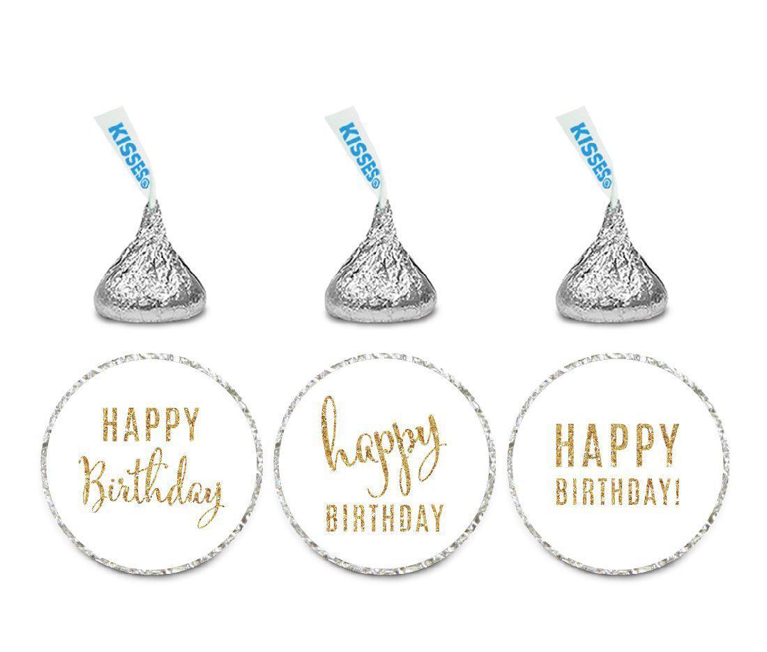 Gold Glitter Happy Birthday Hershey's Kisses Stickers-Set of 216-Andaz Press-White-