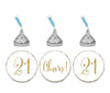 Gold Glitter Hershey's Kisses Stickers, Cheers 21, Happy 21st Birthday, Anniversary, Reunion-Set of 216-Andaz Press-White-